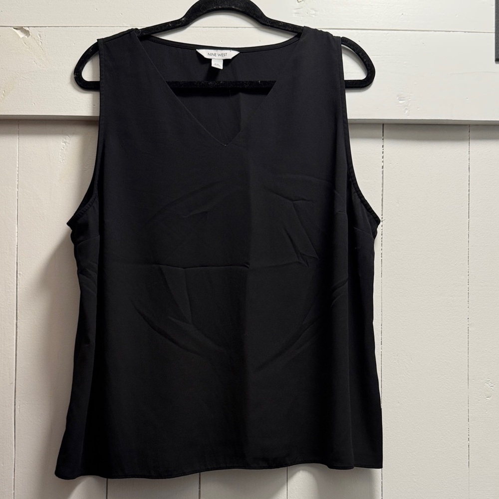 Nine West Black V-Neck Shell Tank Top Cami XXL Shirt